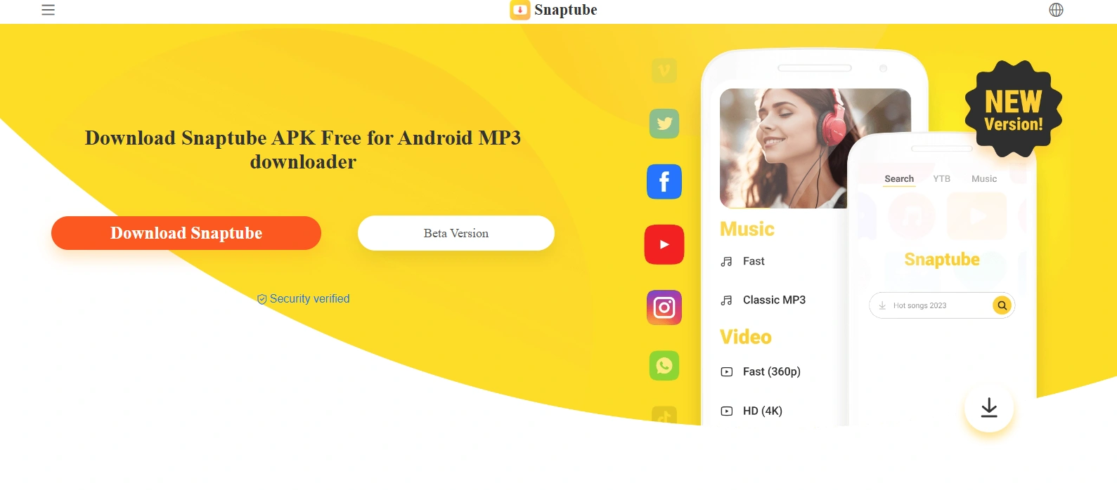 Snaptube's webpage.