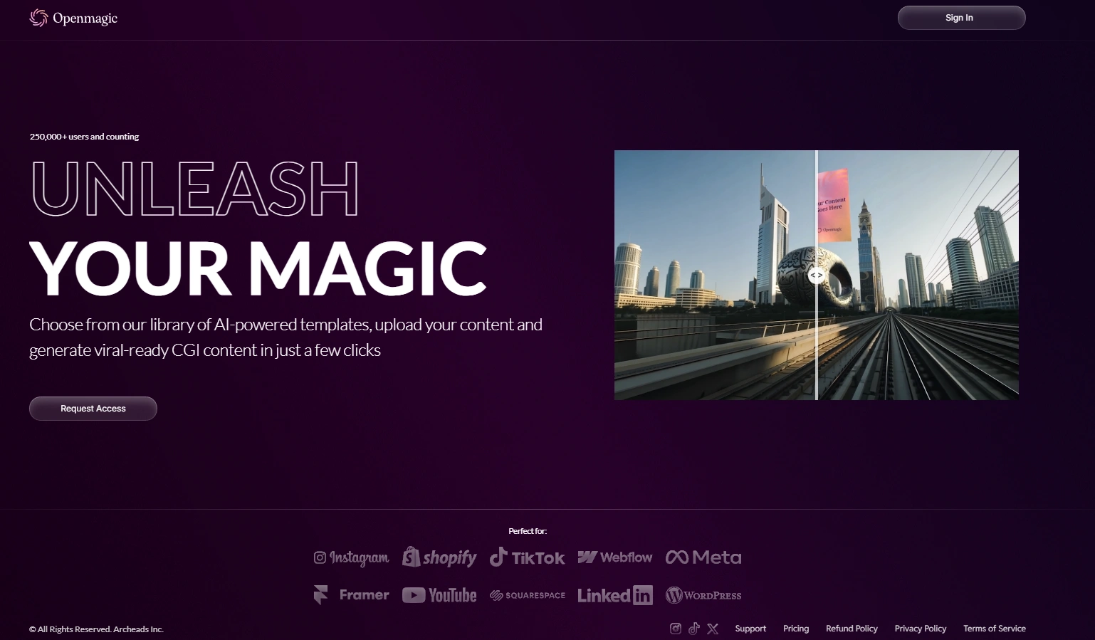 Openmagic's homepage.