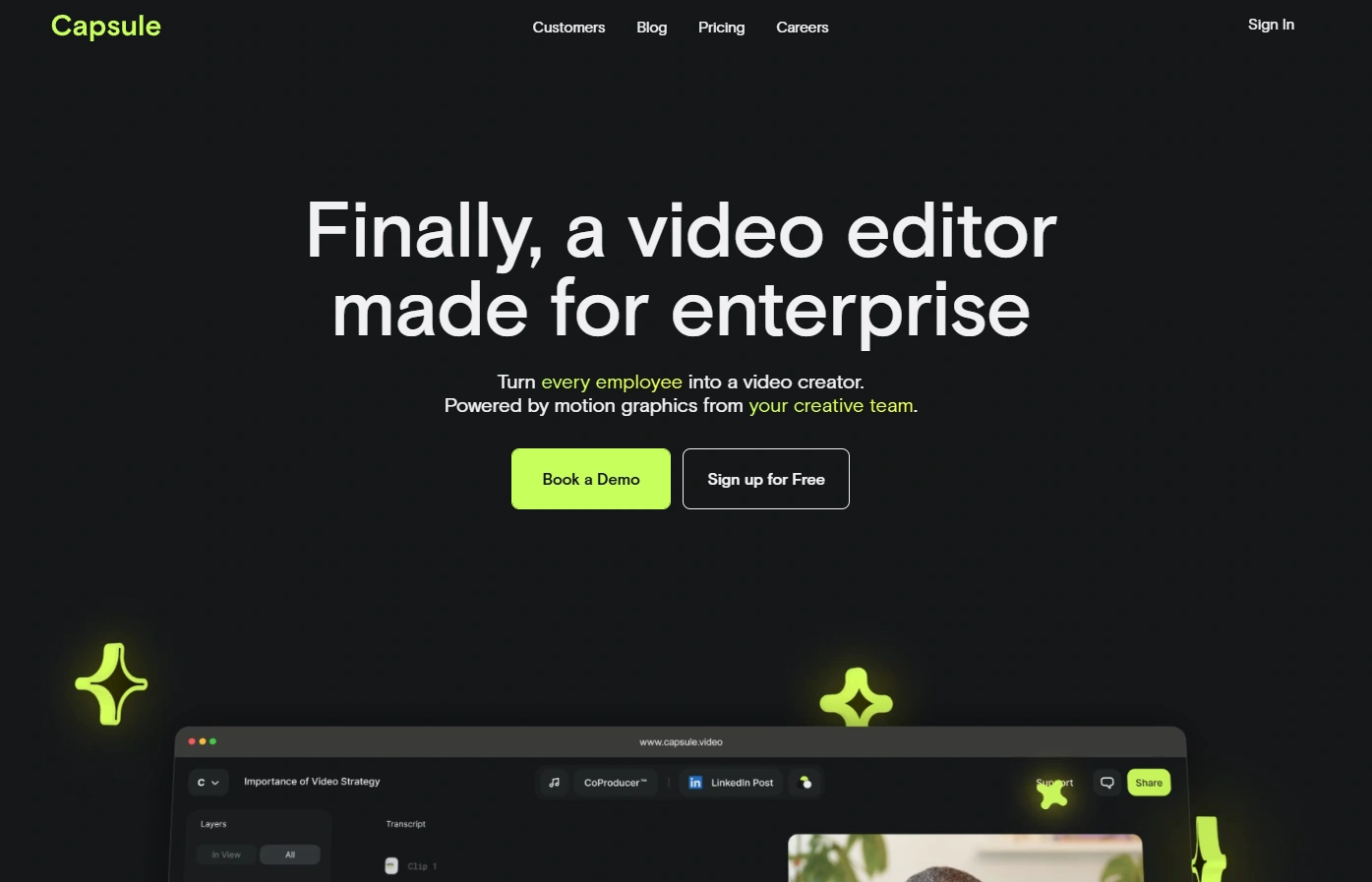 Capsule's homepage.