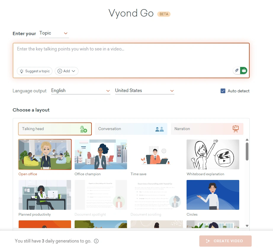 Vyond Go's Online page.