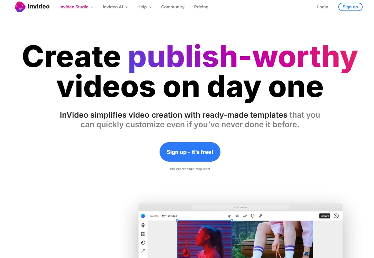 InVideo AI interface and pricing plans