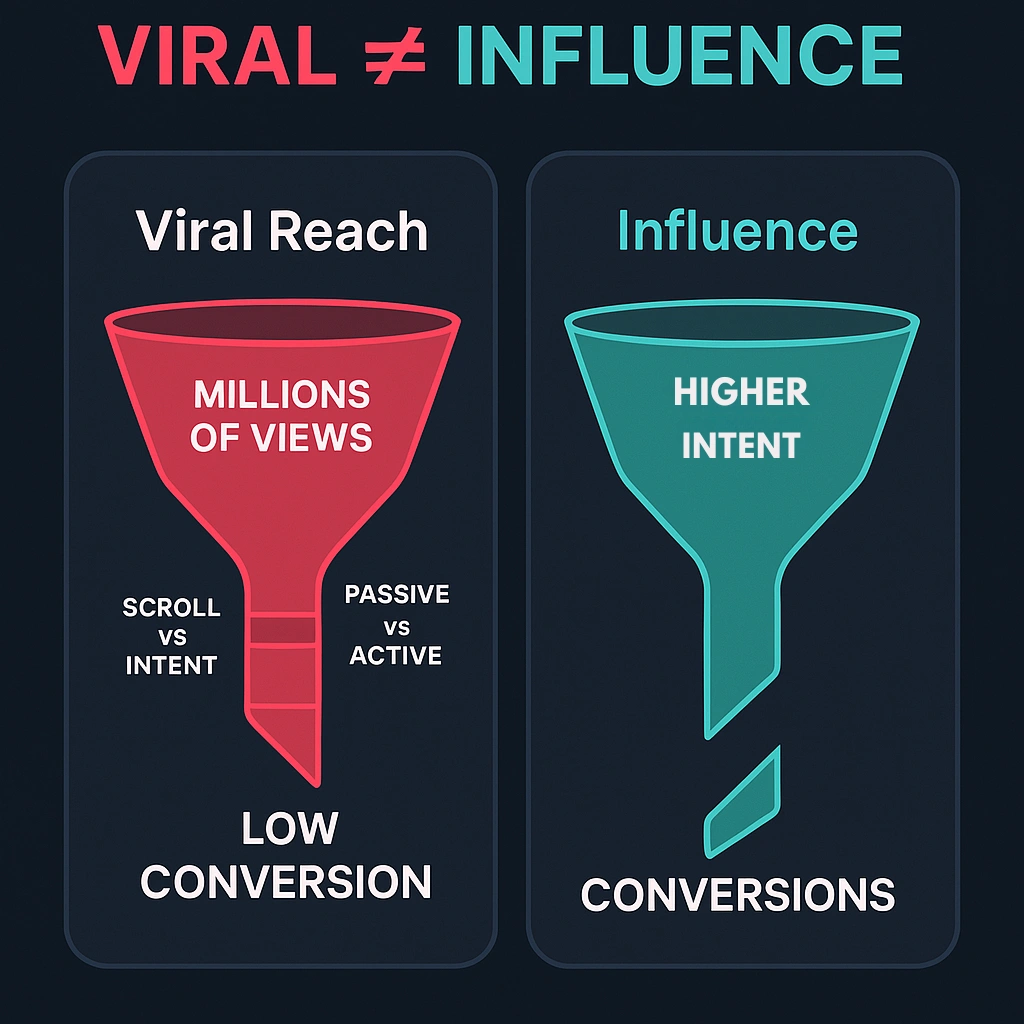 Infographic comparing viral reach and influence.