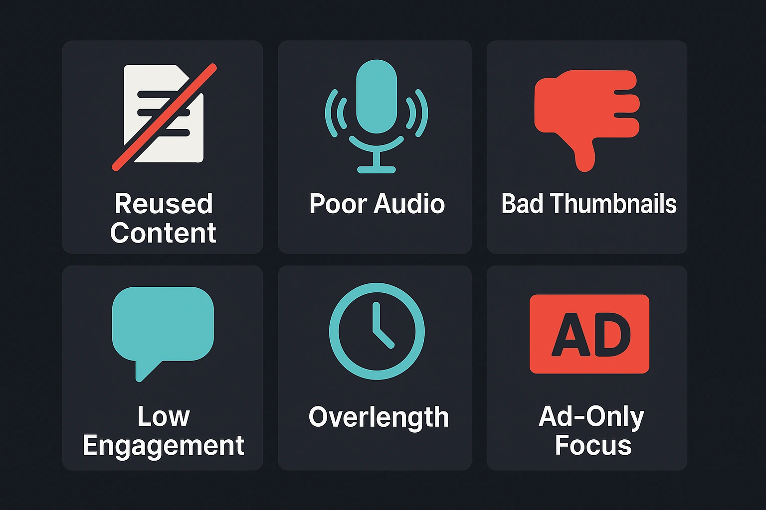 Common mistakes that hurt YouTube channel performance.