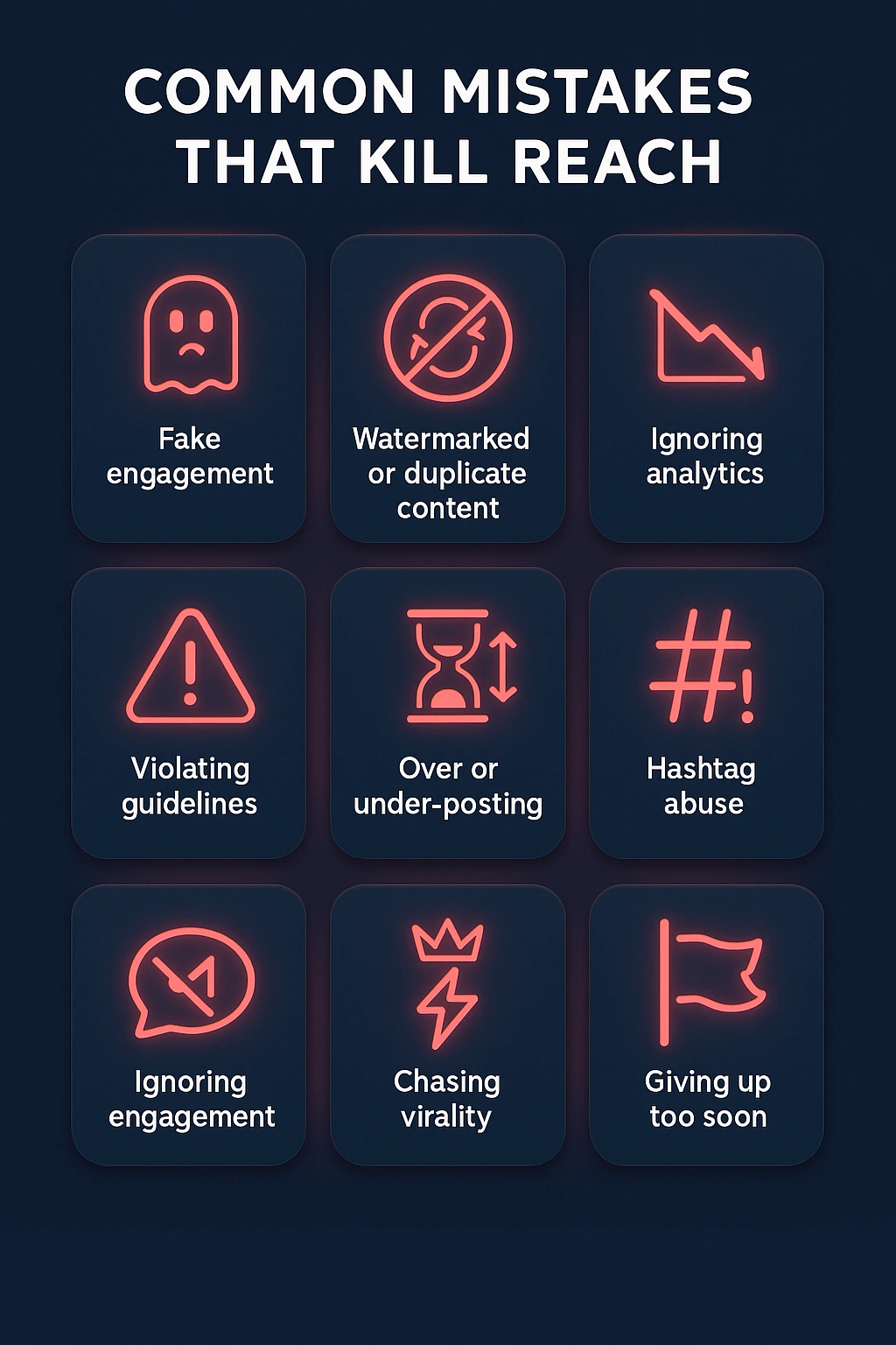 Mistakes that reduce social media reach.