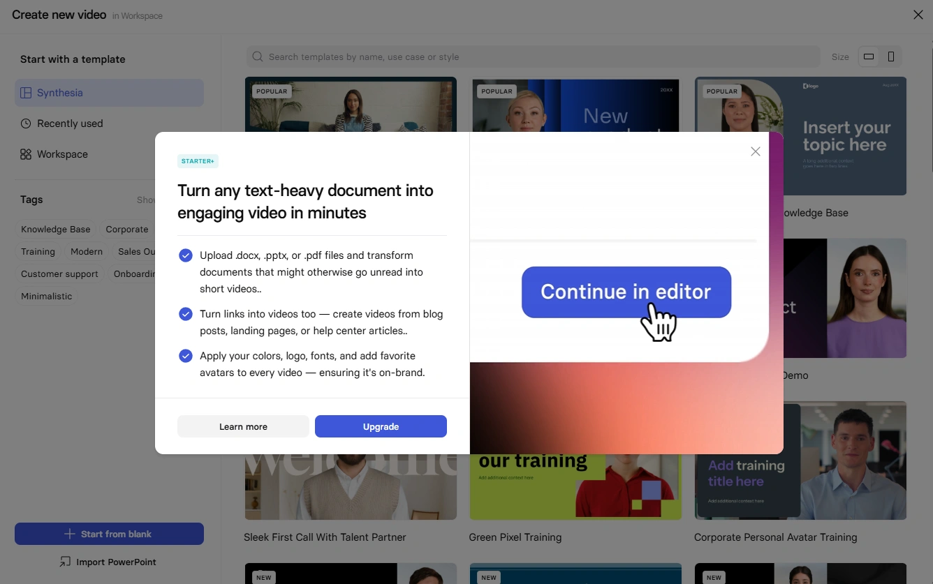Turn documents into videos with Synthesia.