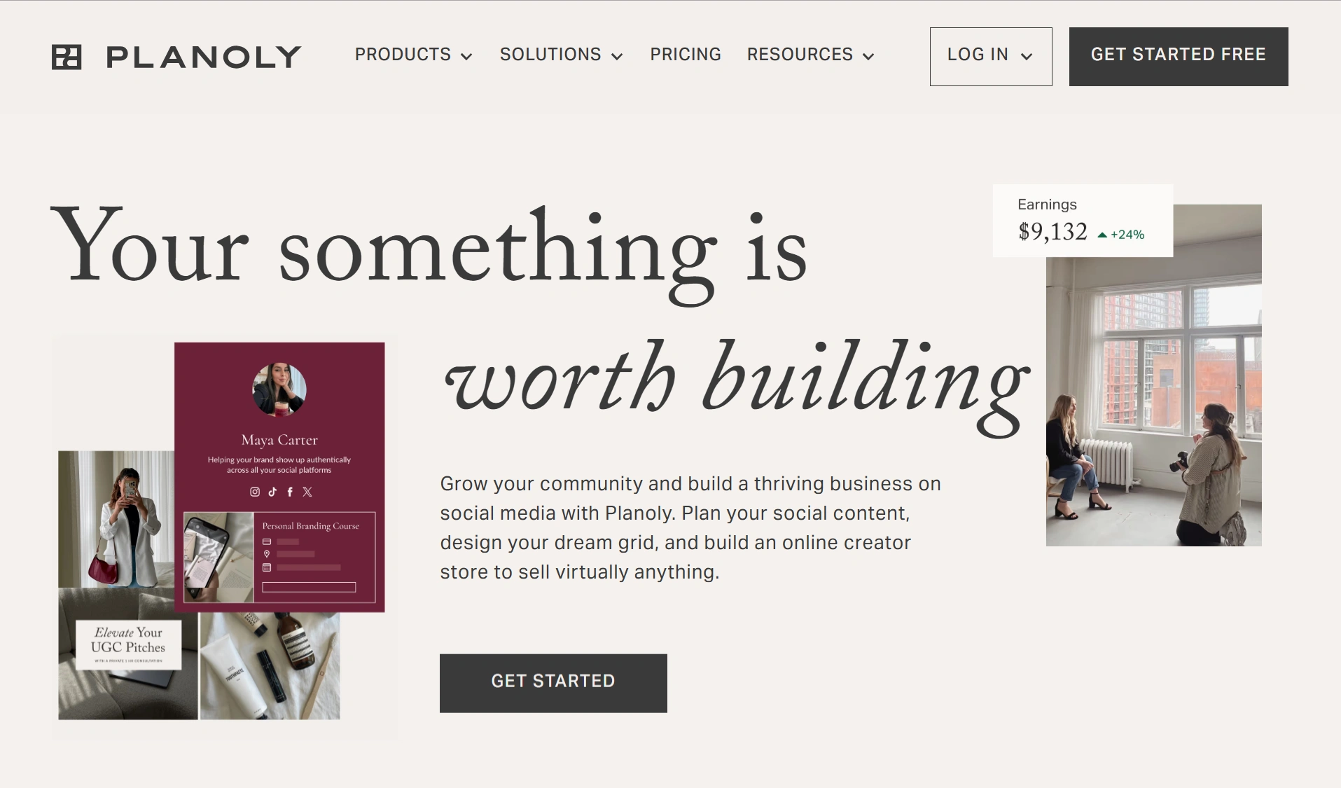 Earnings and branding displayed on Planoly interface.