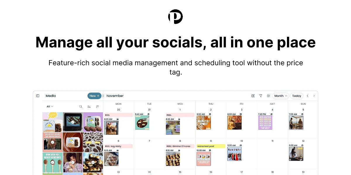 Pallyy dashboard showing calendar content planner.