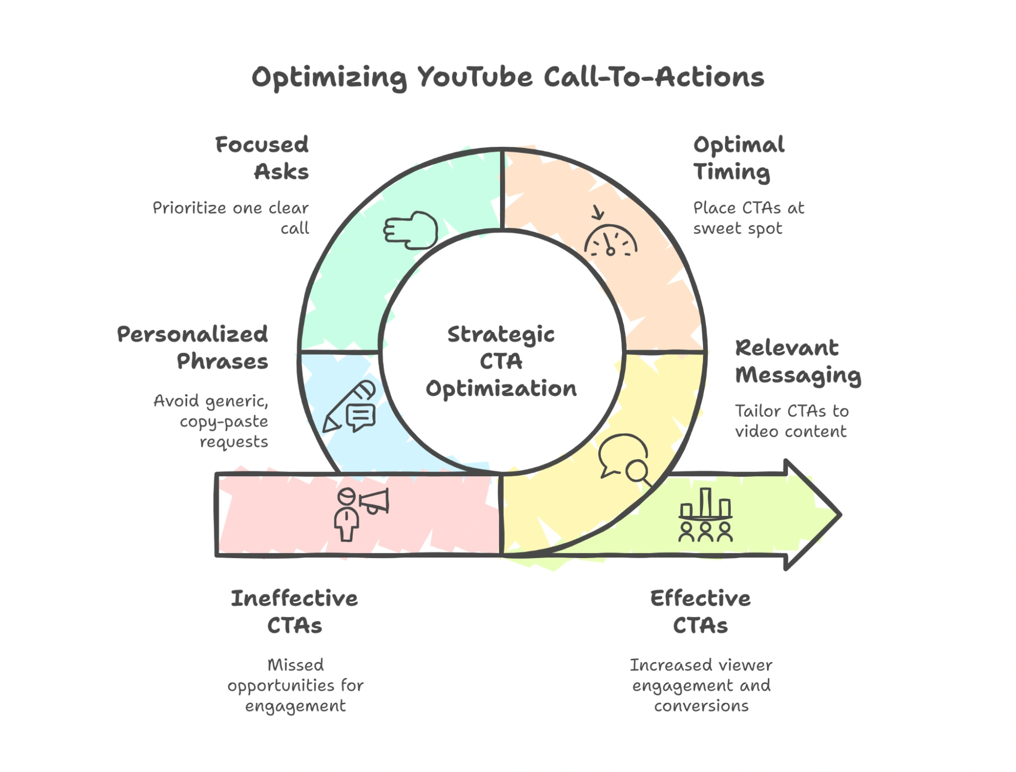 Circular diagram for optimizing YouTube call-to-actions.