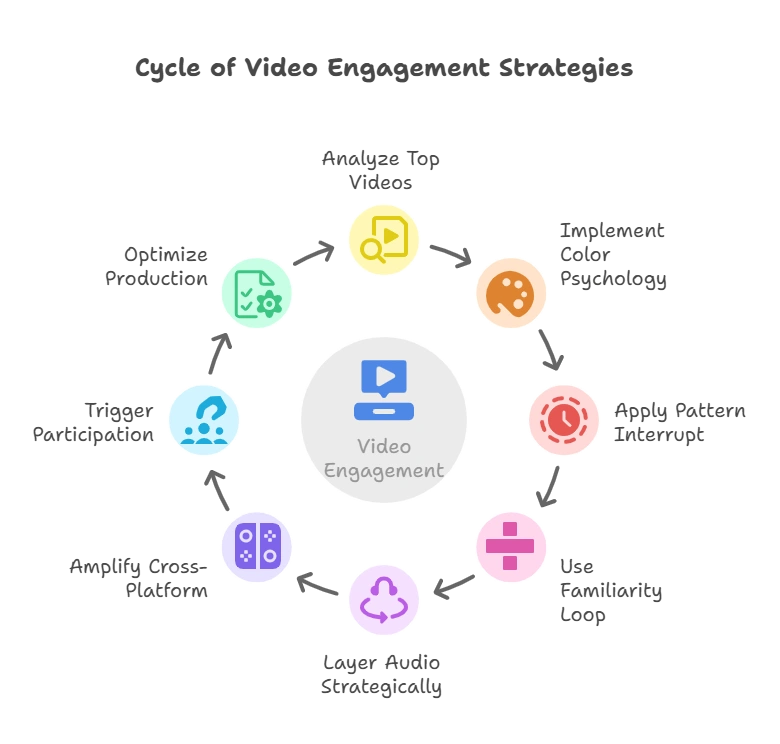 Infographic showing components that boost video engagement.