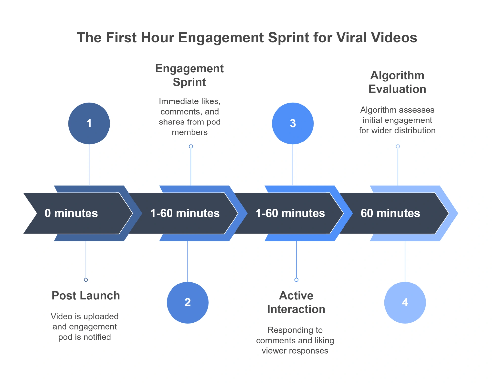 Timeline showing first-hour viral video strategy.