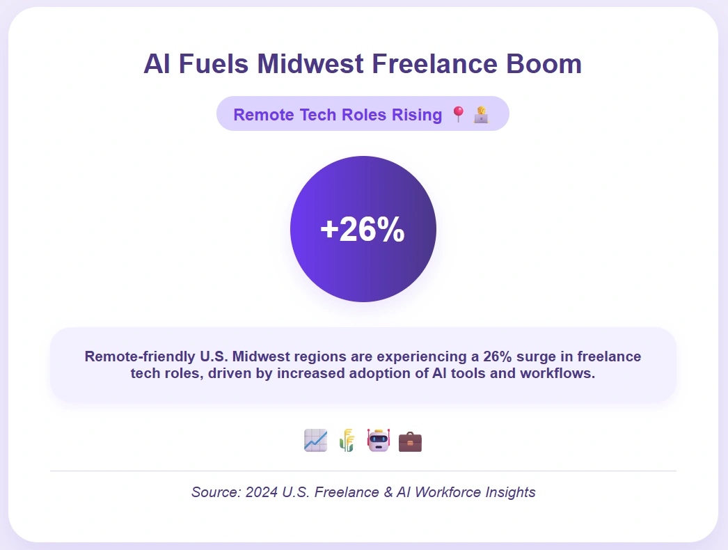 AI boosts Midwest remote freelance growth.