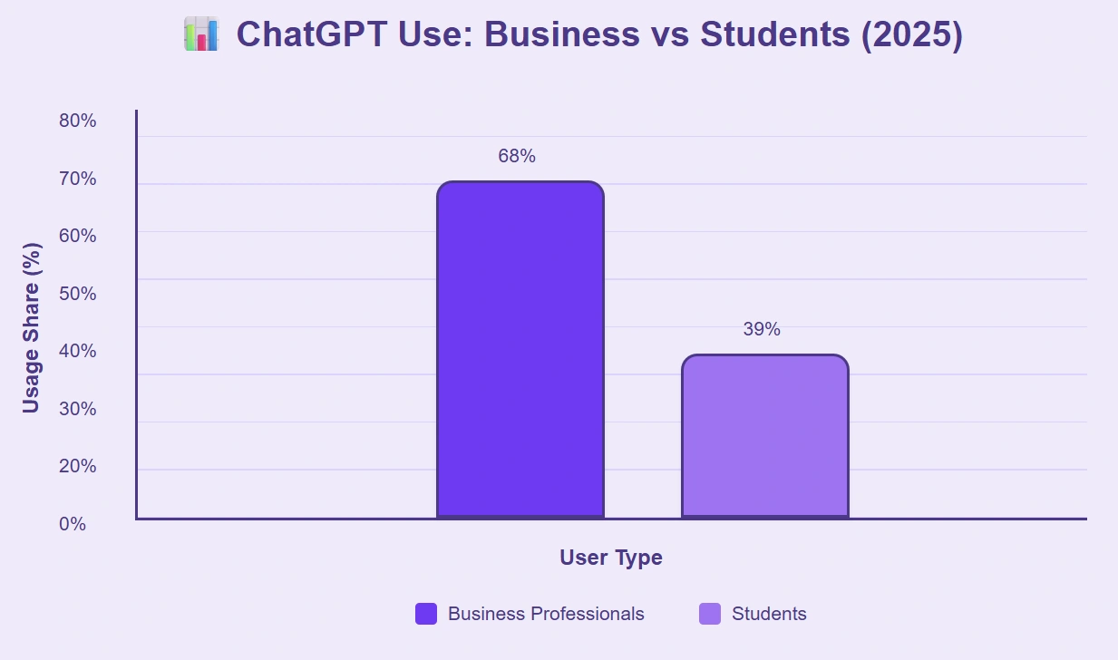 Business professionals use ChatGPT more than students in 2025.